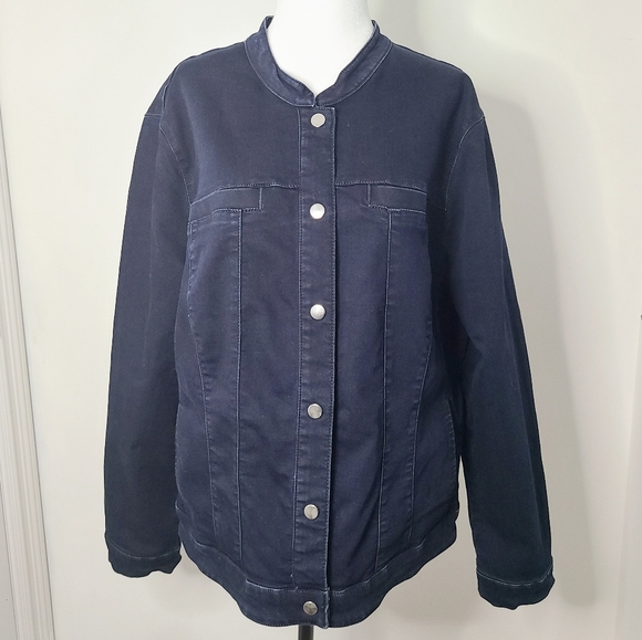 [16]  SAMOON Dark Wash Jean Jacket - Picture 7 of 9